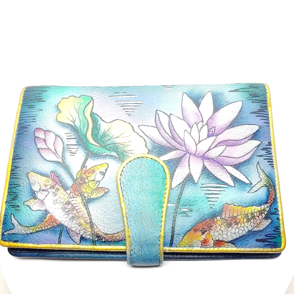 Anuschka Hand Painted Leather Purse Koi